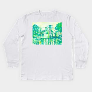 SCALIGERO CASTLE in SIRMIONE - watercolor painting Kids Long Sleeve T-Shirt